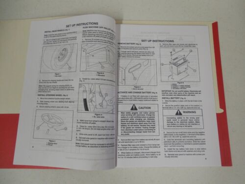 Open manual showing detailed assembly instructions with diagrams and warnings.