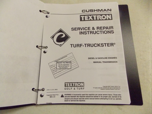 Manual for Cushman Textron Turf-Truckster service and repair.